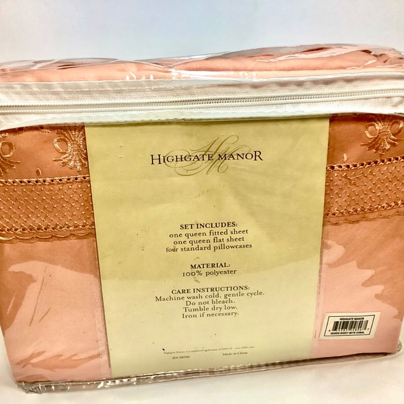 Highgate Manor 6pc Sheet Set: Size: Queen Color: Coral. - NEW - Picture 2 of 3